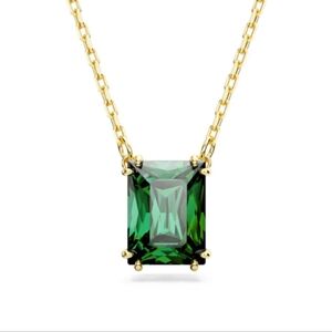 Swarovski Stilla Rectangular Green, Gold-tone Pendant.